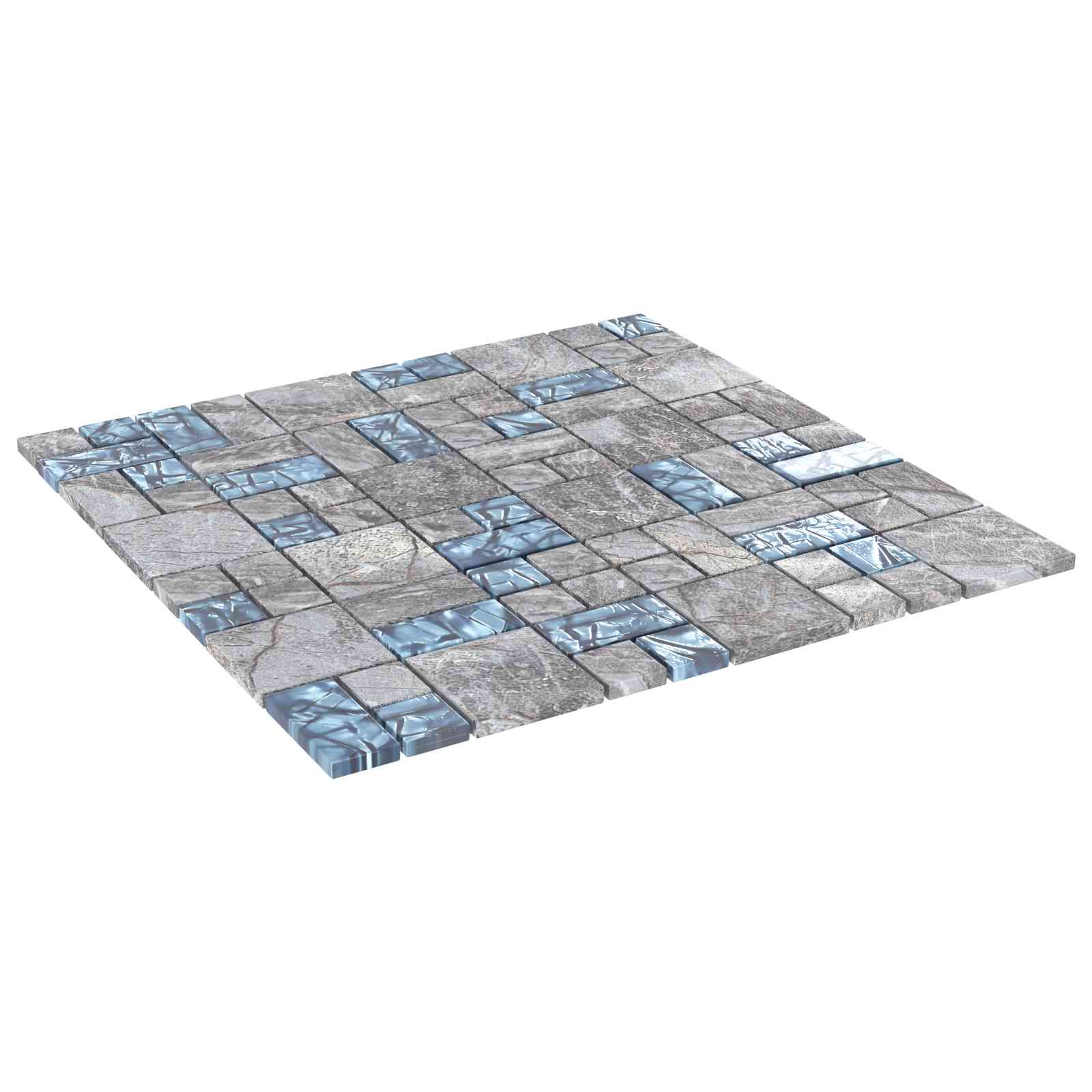 Mosaikplattor 22 st 50 x 50 cm Grå och Blå Glas