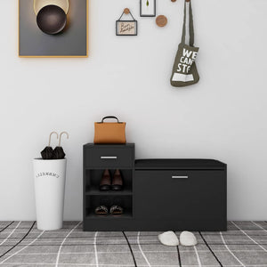 Skobänk svart 94,5x31x57 cm konstruerat trä