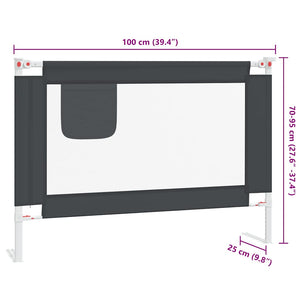 Sängskena för barn mörkgrå 100x25 cm tyg