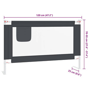 Sängskena för barn mörkgrå 120x25 cm tyg