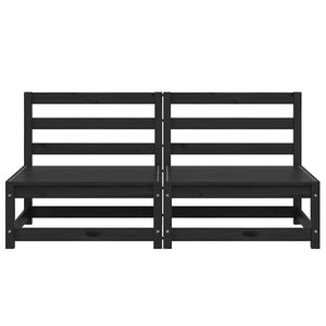 Mittensektion till pallsoffa 2 st svart massiv furu