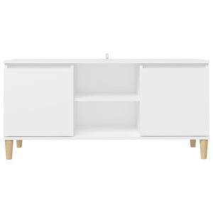 TV-bänk med massiva ben vit 103,5x35x50 cm