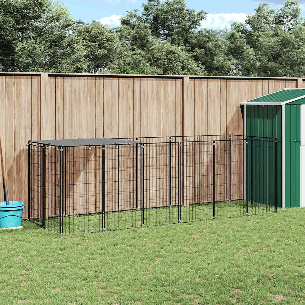 Hundgård svart 330x110x110 cm stål