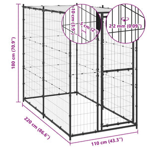 Hundgård för utomhusbruk med tak 110x220x180 cm