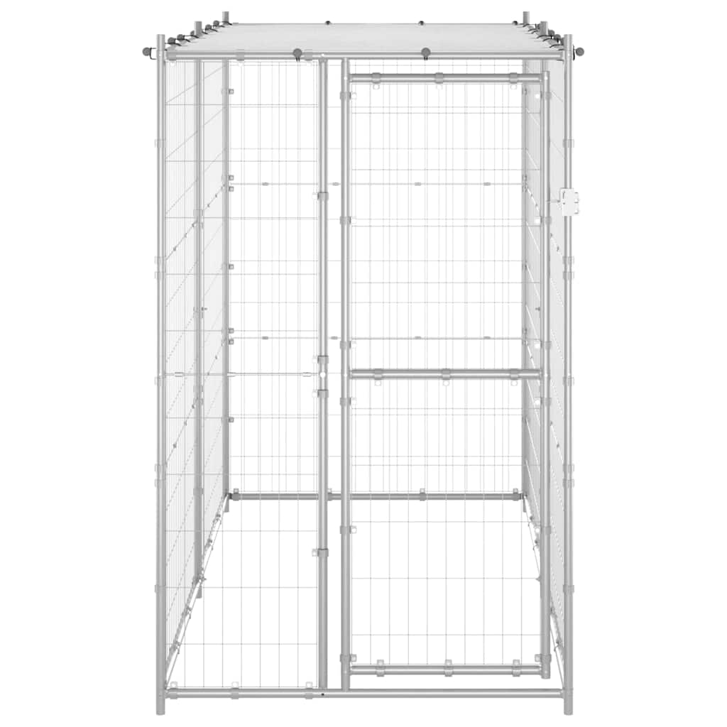 Hundgård för utomhusbruk stål med tak 110x220x180 cm