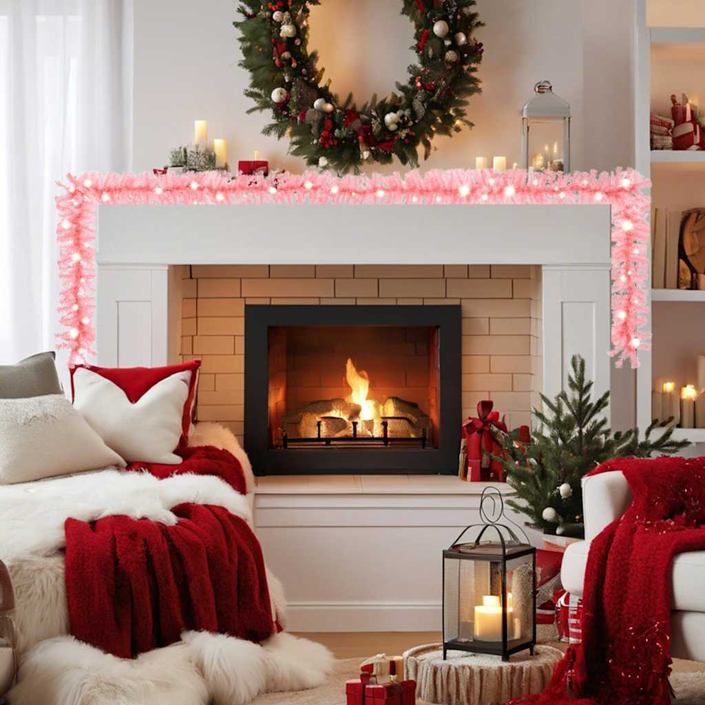 Julgirlang med LED-lampor 20 m rosa