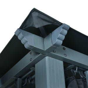 Paviljong med gardin & ljusslinga LED 3x3 m antracit aluminium