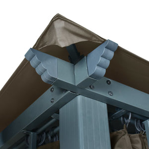 Paviljong med gardin & ljusslinga LED 4x3m taupe aluminium