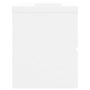 Badrumsskåp med inbyggt handfat vit konstruerat trä