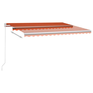 Markis manuellt infällbar med LED 450x300 cm orange och brun