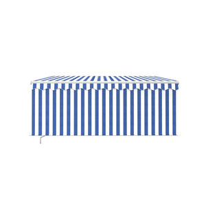 Manuell infällbar markis med rullgardin 3,5x2,5 m blå och vit