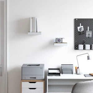 Svävande vägghyllor 2 st ek och vit 23x23,5x3,8 cm MDF