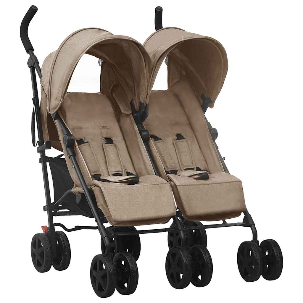 Tvillingvagn taupe stål