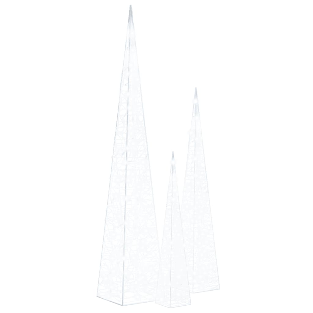 Ljuskoner LED set akryl kall vit 60/90/120 cm