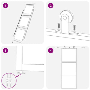 Skjutdörr 3-paneler ESG-glas och aluminium 76x205 cm svart