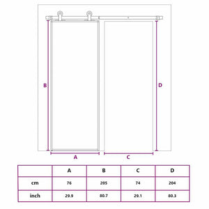 Skjutdörr 3-paneler ESG-glas och aluminium 76x205 cm svart
