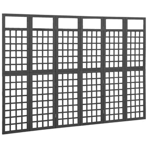 Rumsavdelare/Spaljé 6 paneler massiv gran svart 242,5x180 cm