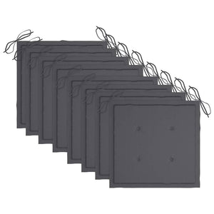 Hopfällbara trädgårdsstolar med dynor 8 st massivt akaciaträ