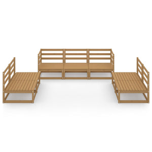 Loungegrupp för trädgården 7 delar honungbrun massiv furu