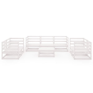 Loungegrupp för trädgården 8 delar vit massiv furu