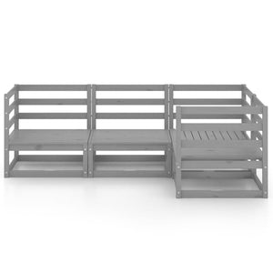 Loungegrupp för trädgården 4 delar grå massiv furu