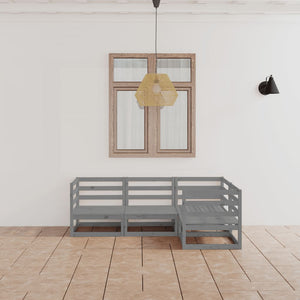 Loungegrupp för trädgården 4 delar grå massiv furu