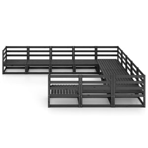 Loungegrupp för trädgården 11 delar massiv furu