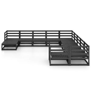 Loungegrupp för trädgården 11 delar massiv furu