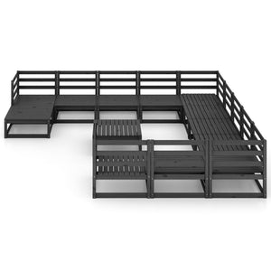 Loungegrupp för trädgården 13 delar massiv furu