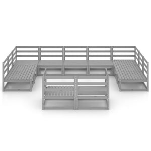 Loungegrupp för trädgården 11 delar massiv furu