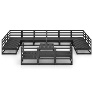 Loungegrupp för trädgården 14 delar massiv furu