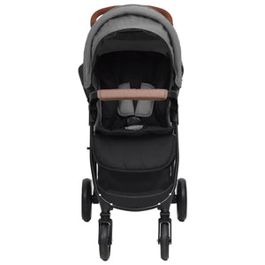 Barnvagn 2-i-1 ljusgrå stål