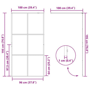 Duschvägg med klart ESG-glas 100x195 cm svart