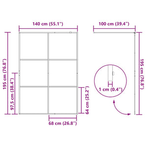 Duschvägg med klart ESG-glas 140x195 cm svart