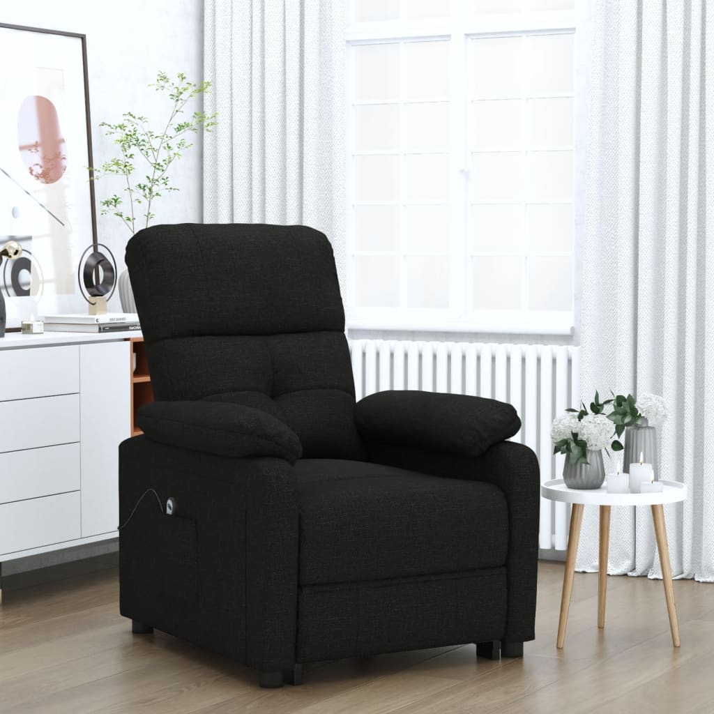 Elektrisk reclinerfåtölj svart tyg