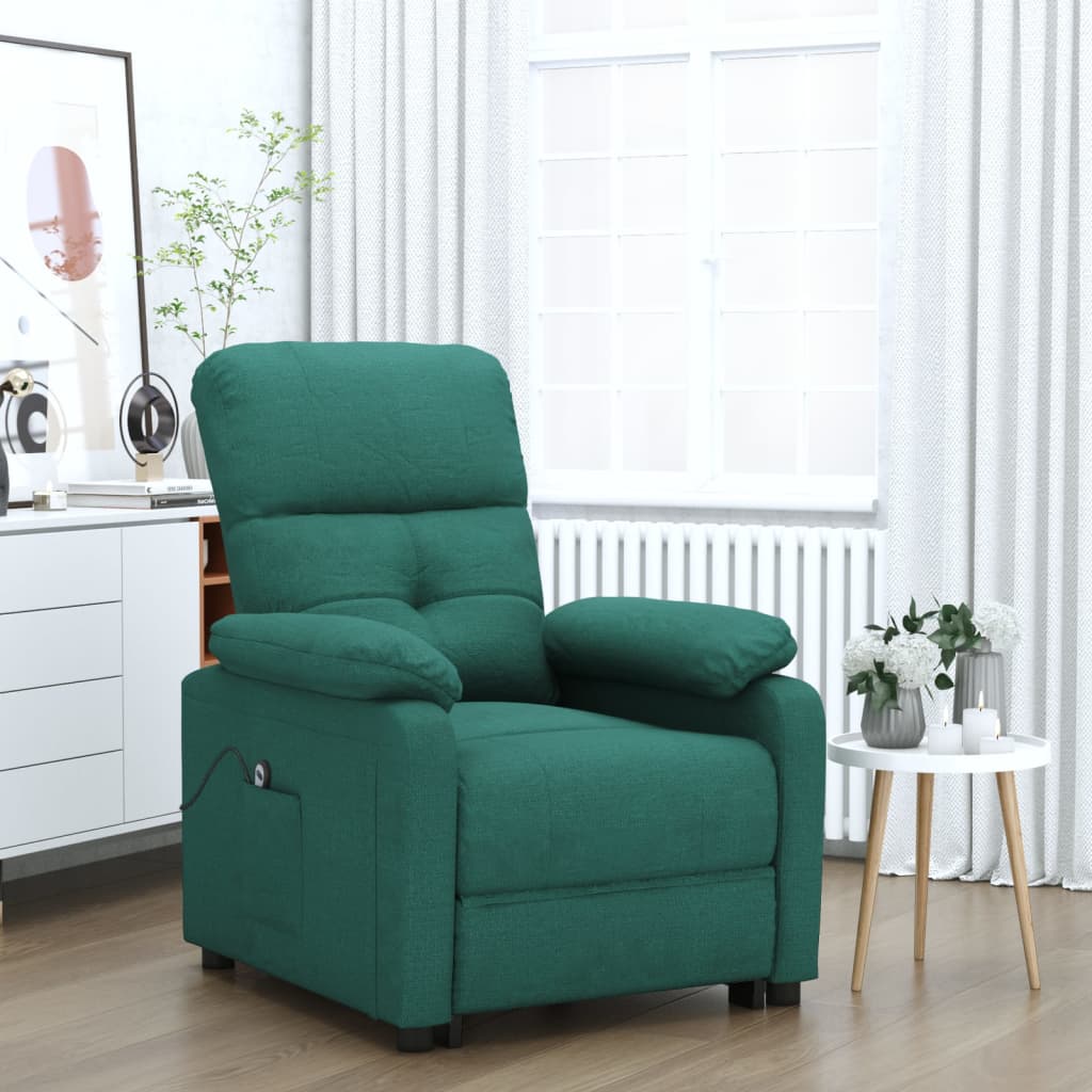 Elektrisk reclinerfåtölj mörkgrön tyg