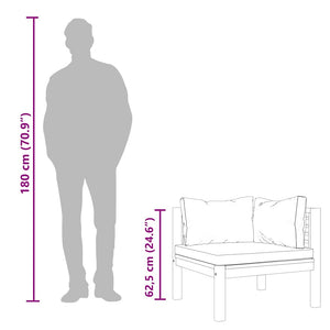 Hörnsitsar med gräddvita dynor 2 st massivt akaciaträ