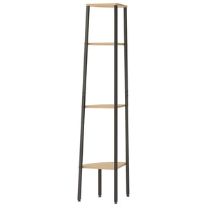 Hörnhylla med 4 våningar ljusbrun och svart 45,5x31,5x150 cm