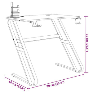 Gamingskrivbord med ZZ-formade ben svart 90x60x75 cm