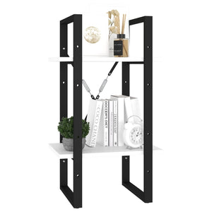 Bokhylla 2 hyllplan vit 40x30x70 cm konstruerat trä