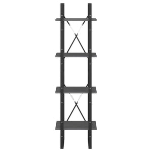 Bokhylla 4 hyllplan grå 40x30x140 cm massiv furu