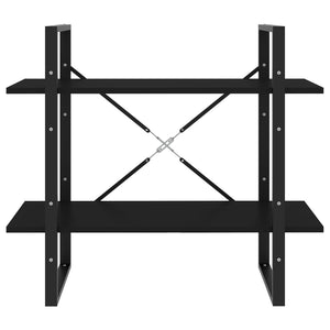 Bokhylla 2 hyllplan svart 80x30x70 cm konstruerat trä
