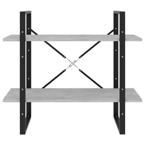 Bokhylla 2 hyllor betonggrå 80x30x70 cm konstruerat trä