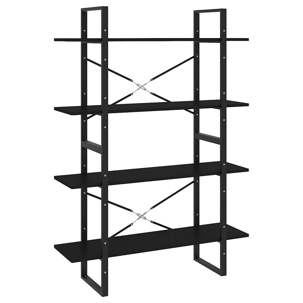 Bokhylla 4 hyllplan svart 100x30x140 cm konstruerat trä