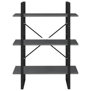 Bokhylla 3 hyllplan grå 80x30x105 cm massiv furu