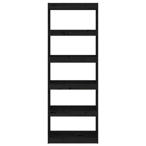 Bokhylla/Rumsavdelare svart 60x30x167,5 cm massiv furu