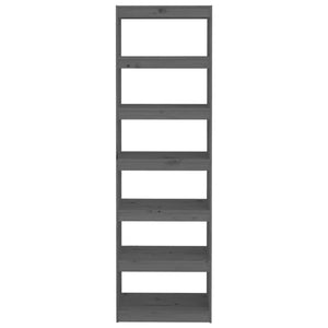 Bokhylla/Rumsavdelare grå 60x30x199,5 cm massiv furu