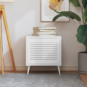 Skåplucka lamelldesign vit 39,5x49,4 cm massiv furu