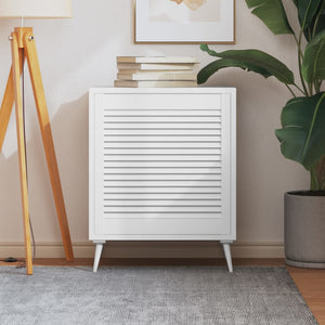 Skåplucka lamelldesign vit 61,5x59,4 cm massiv furu