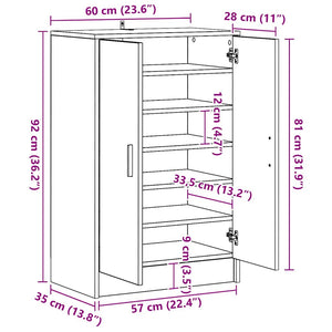 Skoskåp betonggrå 60x35x92 cm konstruerat trä